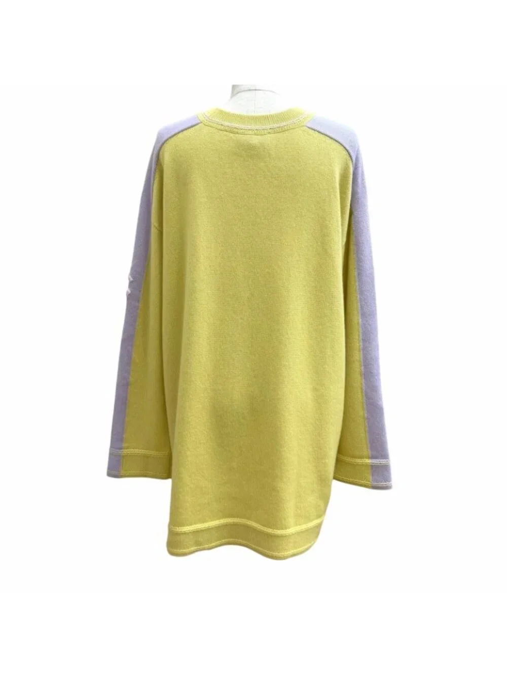 Chanel Cashmere 100% Oversized CC Logo Sequin Long Sleeve Tunic Yellow Purple 34